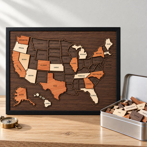 MapSake™ Wooden USA Map Puzzle