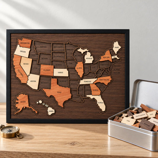 MapSake™ Wooden USA Map Puzzle